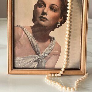 Vintage MIRACLE Hand-Knotted Glass Pearl Necklace 29" Matinee Length w/ 14K GF C